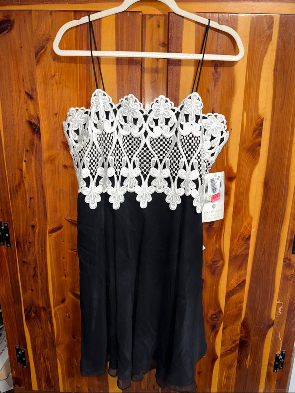 Jessica McClintock Black Dress with White Trim